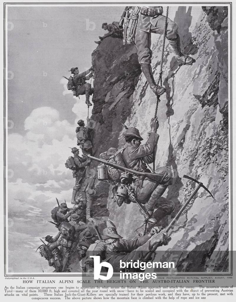 How Italian Alpini scale the heights on the Austro-Italian frontier (litho)