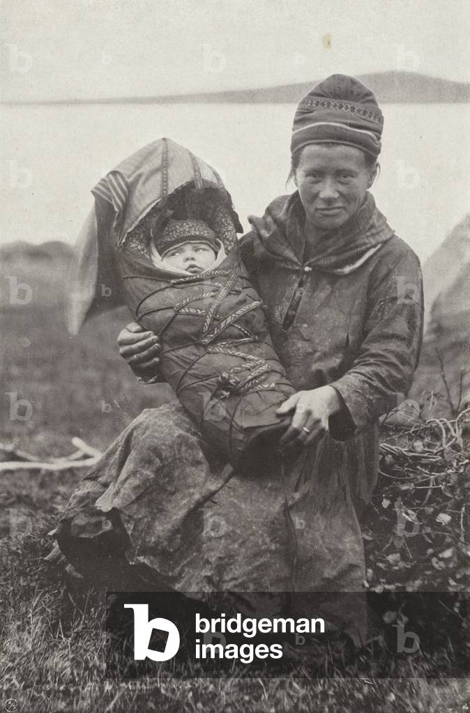Lapp Mother and Baby (b/w photo)