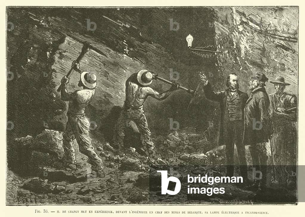 M De Changy Met En Experience, Devant L'Ingenieur En Chef Des Mines De Belgique  (engraving)