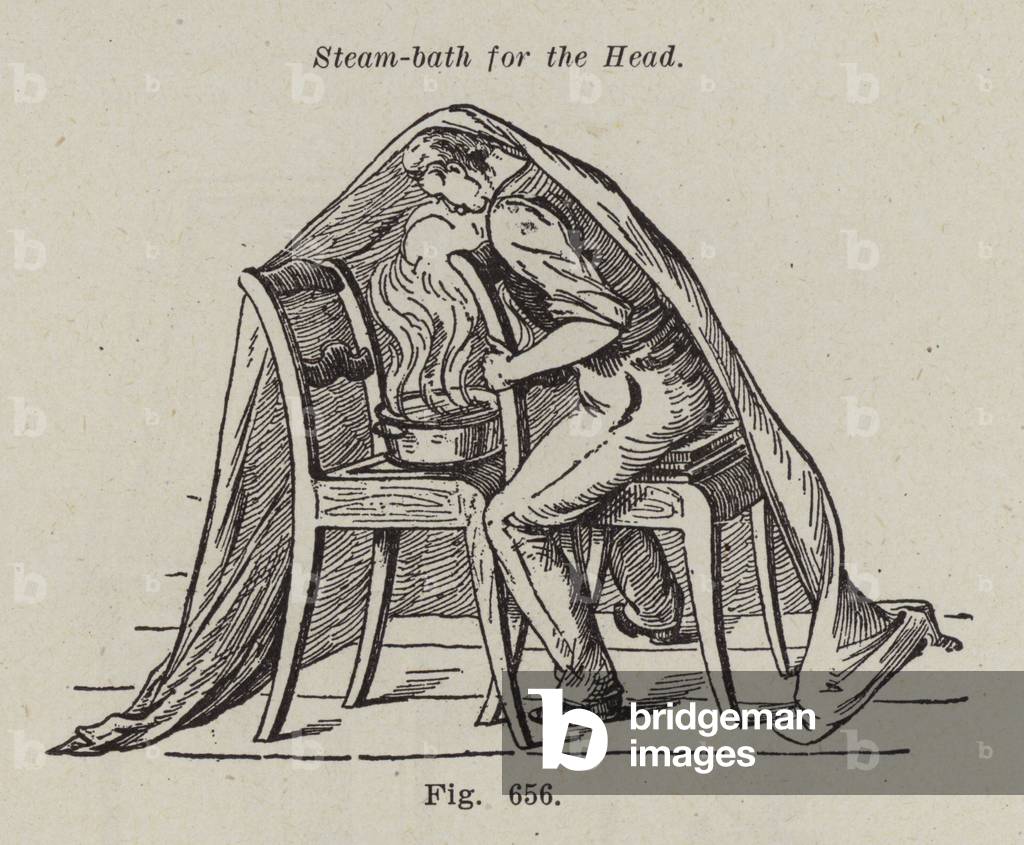 Steam-bath for the head (litho)