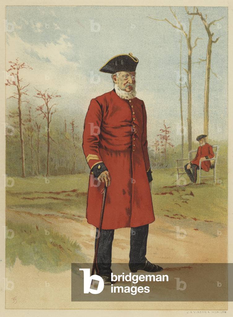 A Chelsea Pensioner (colour litho)