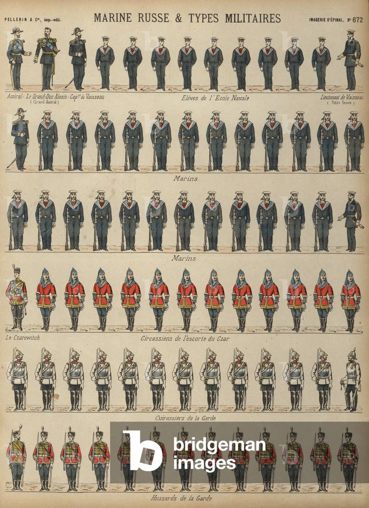 Uniforms of the Russian army and navy (coloured engraving)