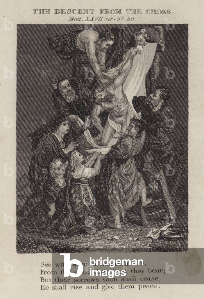 The descent from the Cross, Matthew XXVII, ver 57, 59 (engraving)