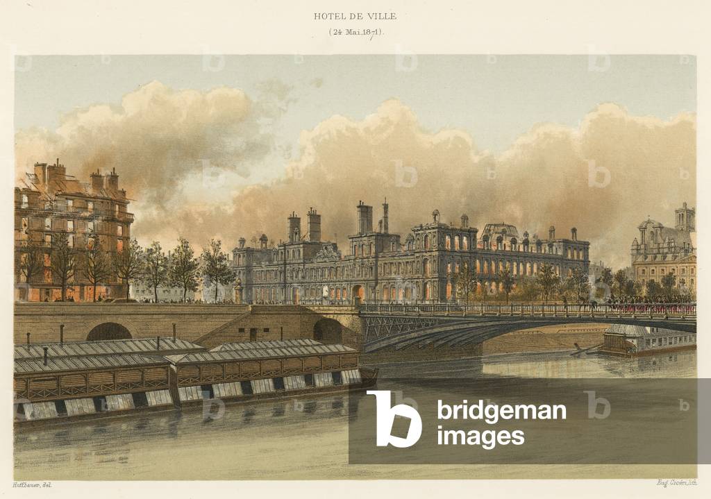 Hotel de Ville, 24 Mai 1871 (colour litho)