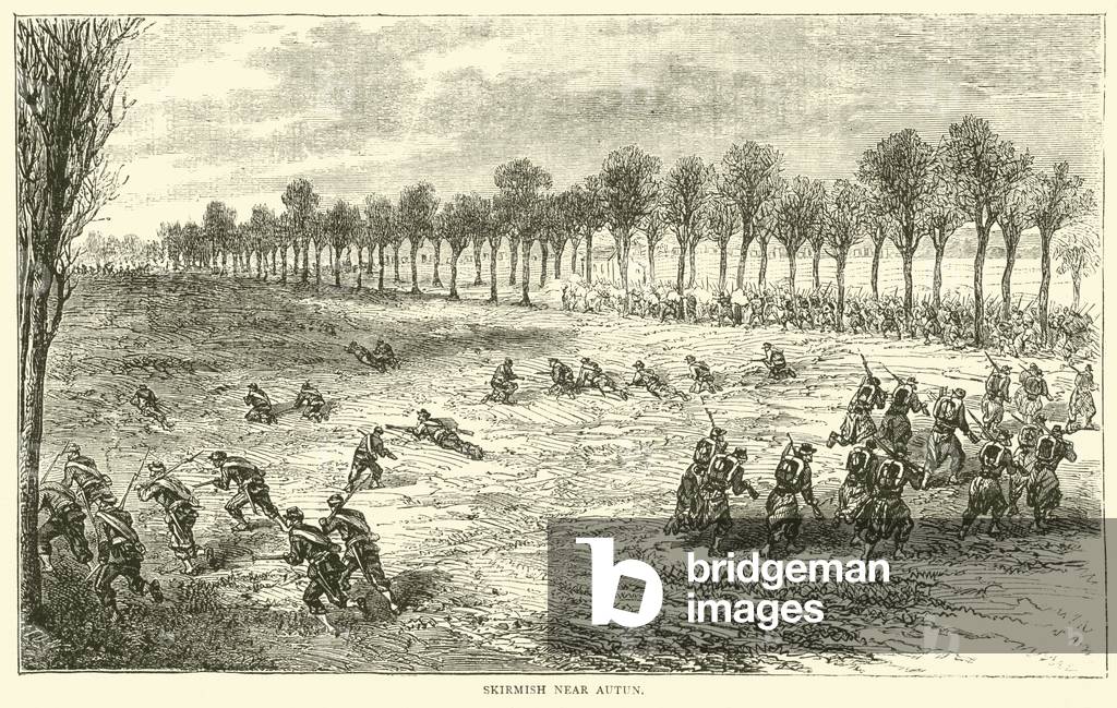 Skirmish near Autun, December 1870 (engraving)