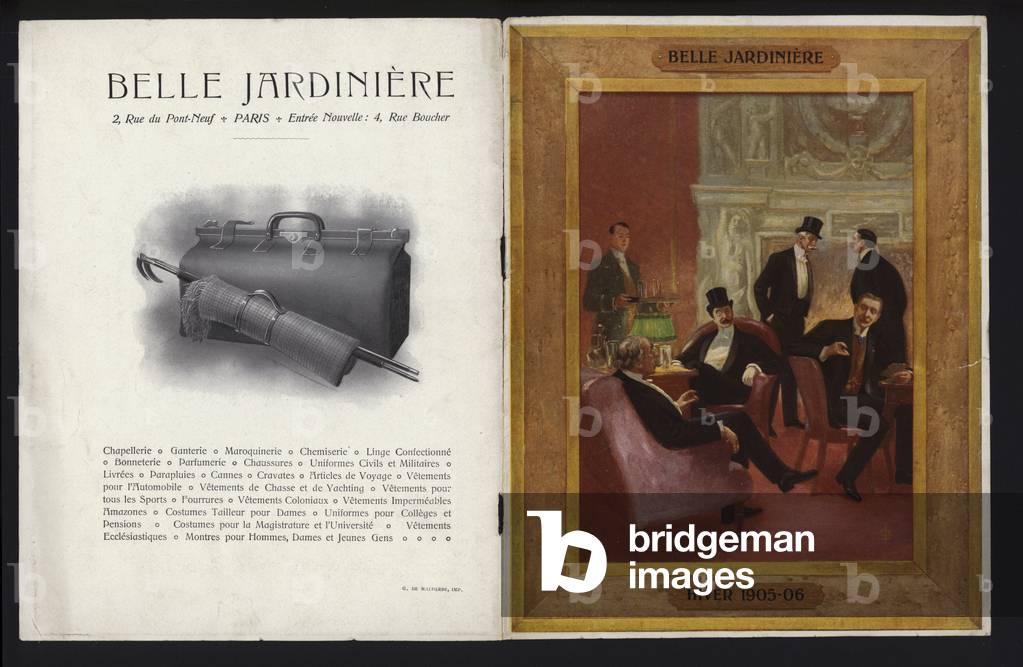Pages from Belle Jardiniere catalogue of men's fashion, Winter 1905/06 (litho)