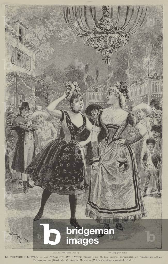 Le Theatre Illustre, La Fille de Mme Angot, operette de M Ch Lecocq, representee au theatre de l'Eden, La dispute (engraving)