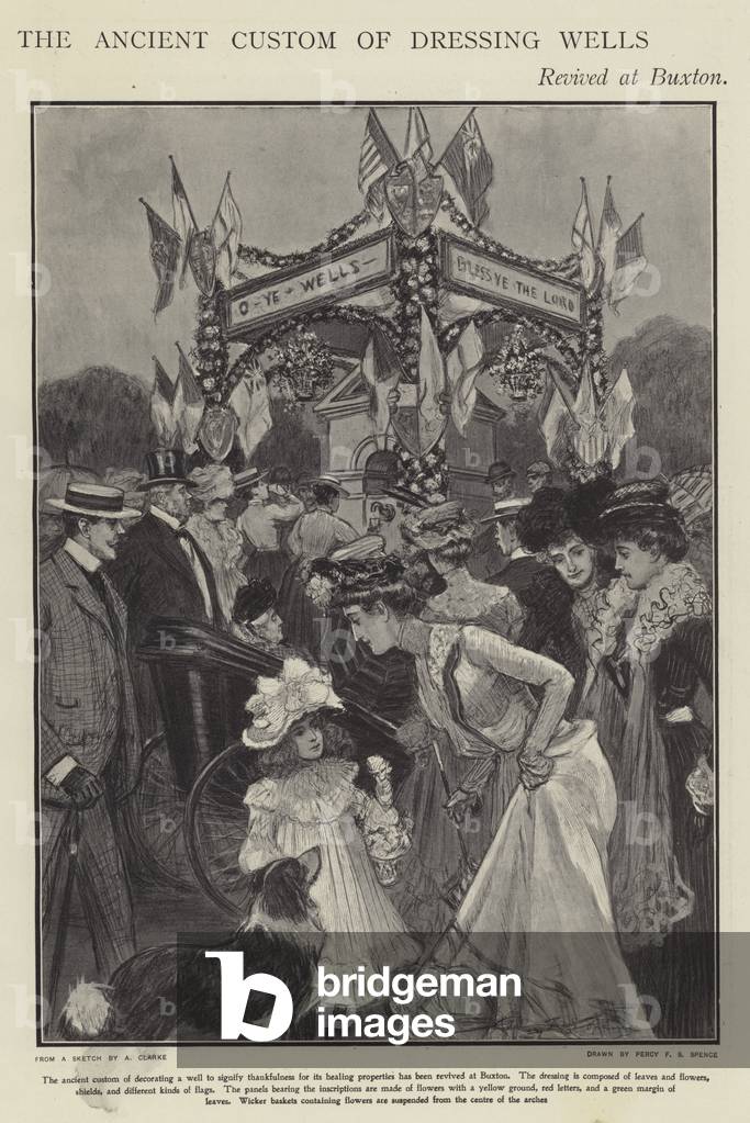 The ancient custom of dressing wells revived at Buxton, Derbyshire (litho)