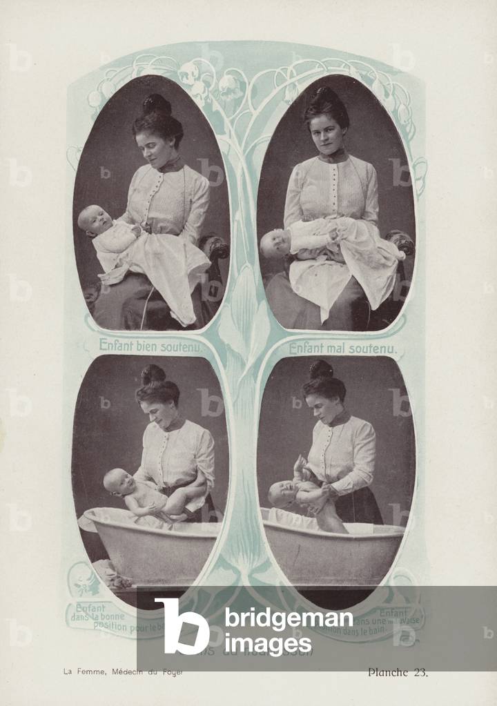 Baby care (b/w photo)