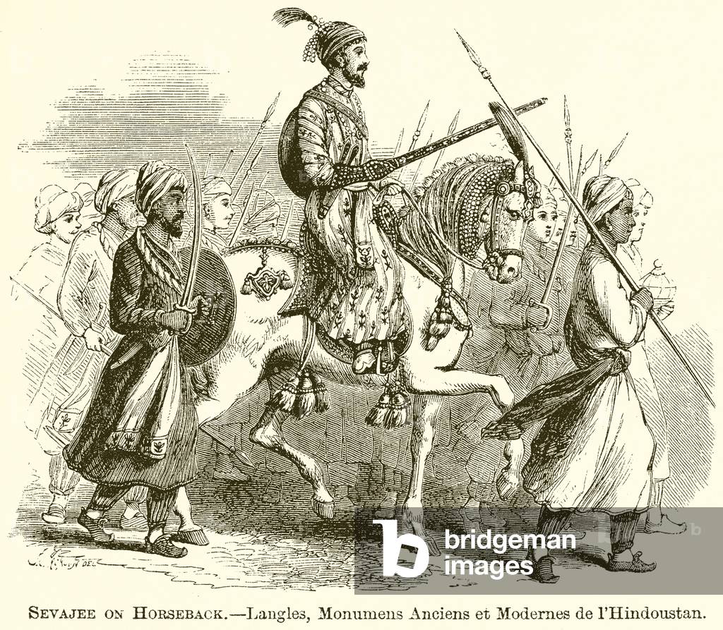 Sevajee on Horseback.--Langles, Monumens Anciens et Modernes de l'Hindoustan (engraving)
