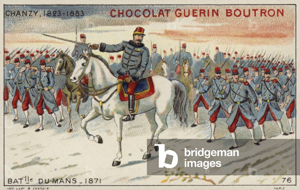 General Chanzy at the Battle of Le Mans, 1871 (chromolitho)