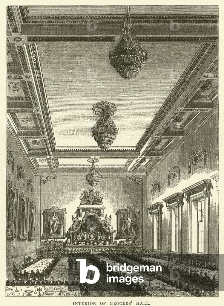 Interior of Grocers' Hall (engraving)