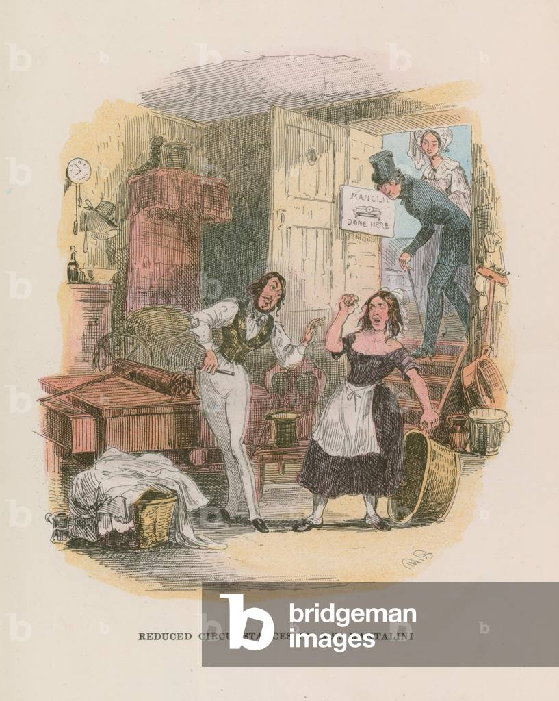 Illustration for Nicholas Nickleby (colour litho)