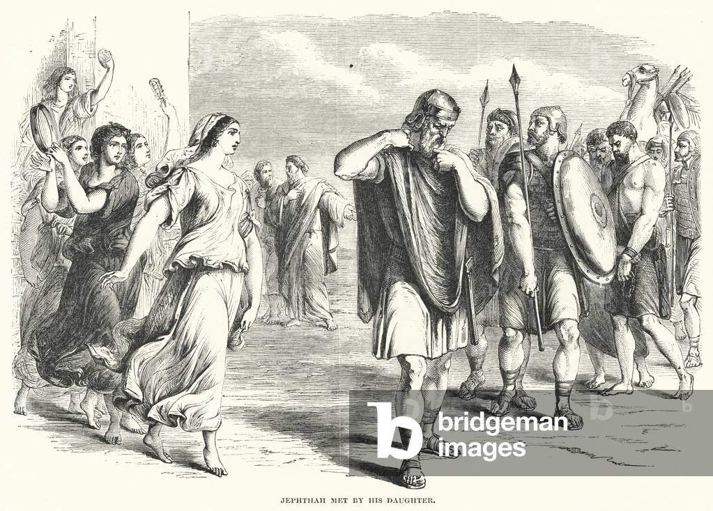 Jephthah met by his Daughter (engraving)