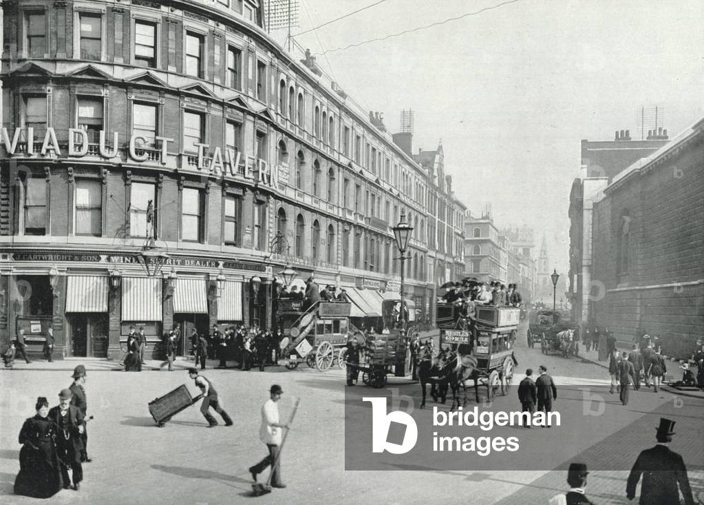 Newgate Street, from the Corner of Old Bailey (b/w photo)