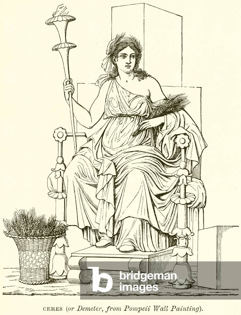 Ceres (or Demeter, from Pompeii Wall Painting) (engraving)