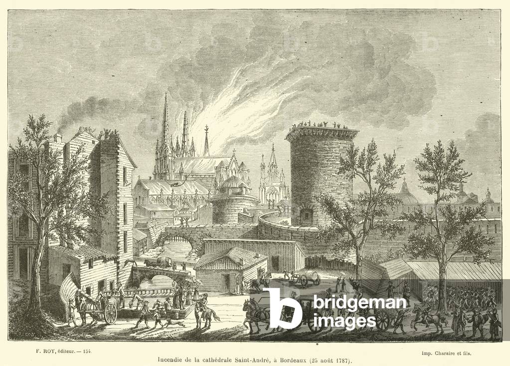Incendie de la cathedrale Saint-Andre, a Bordeaux, 25 aout 1787 (engraving)