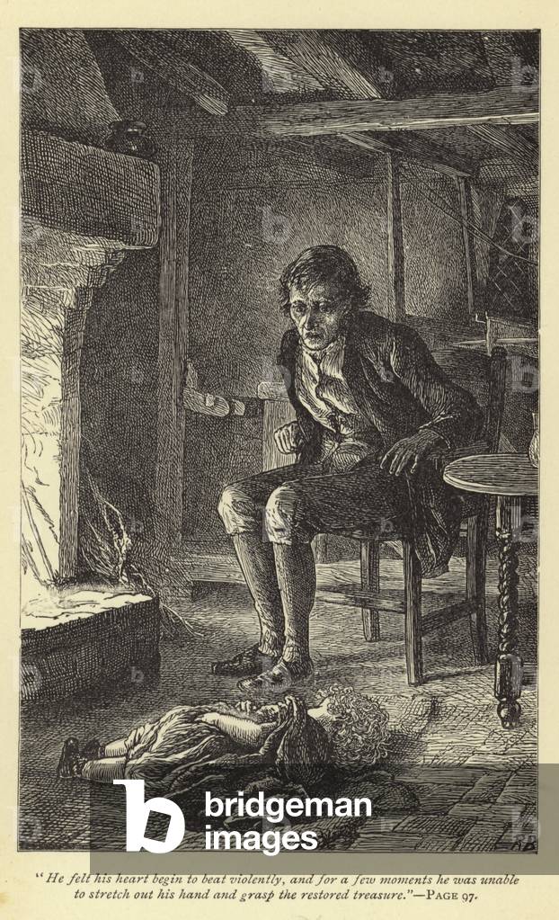 He felt his heart begin to beat violently, and for a few moments he was unable to stretch out his hand and grasp the restored treasure (engraving)