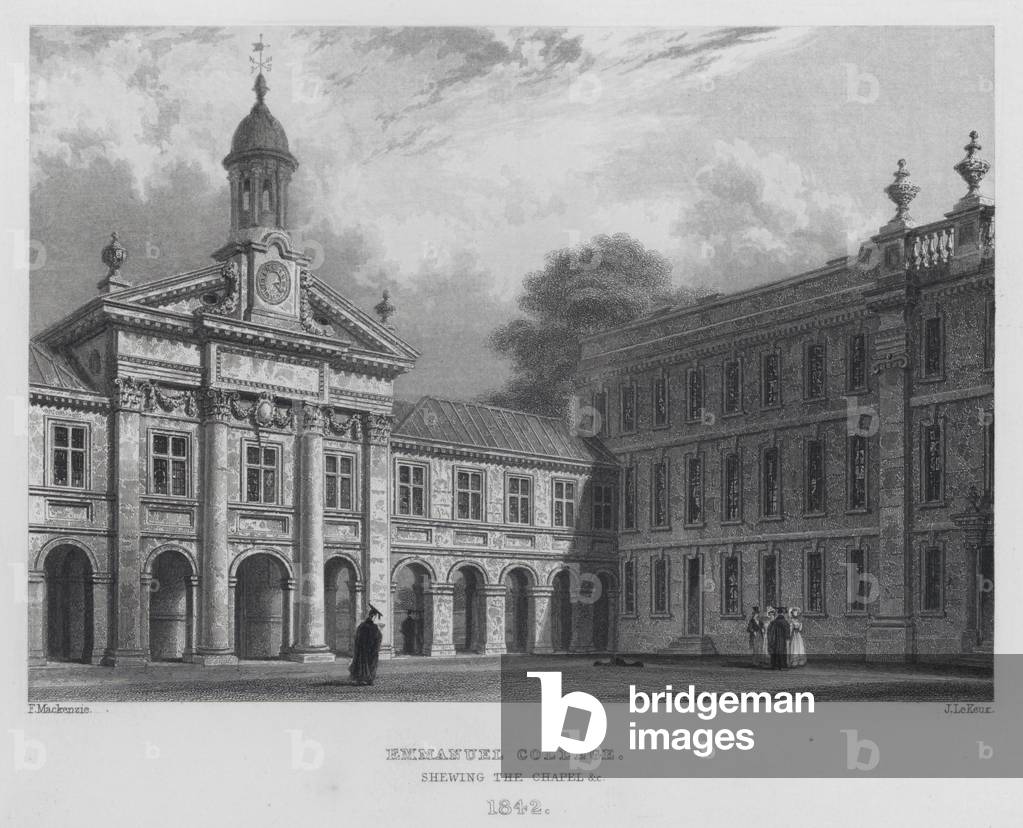 Emmanuel College, shewing the Chapel etc, 1842 (engraving)