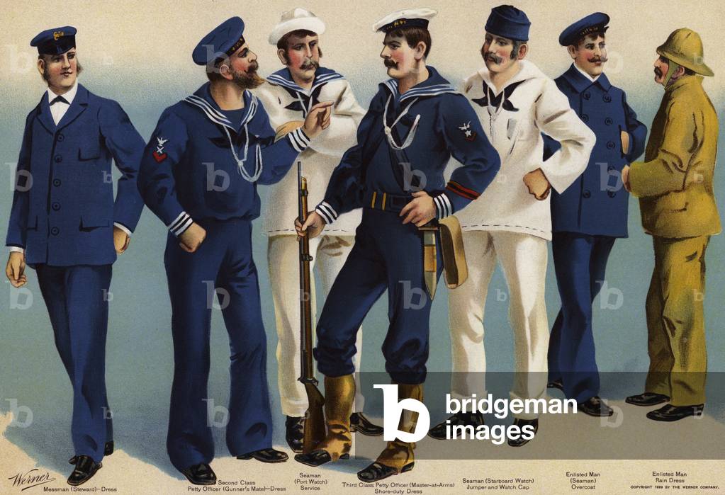 US Navy, uniforms, 1899 (colour litho)