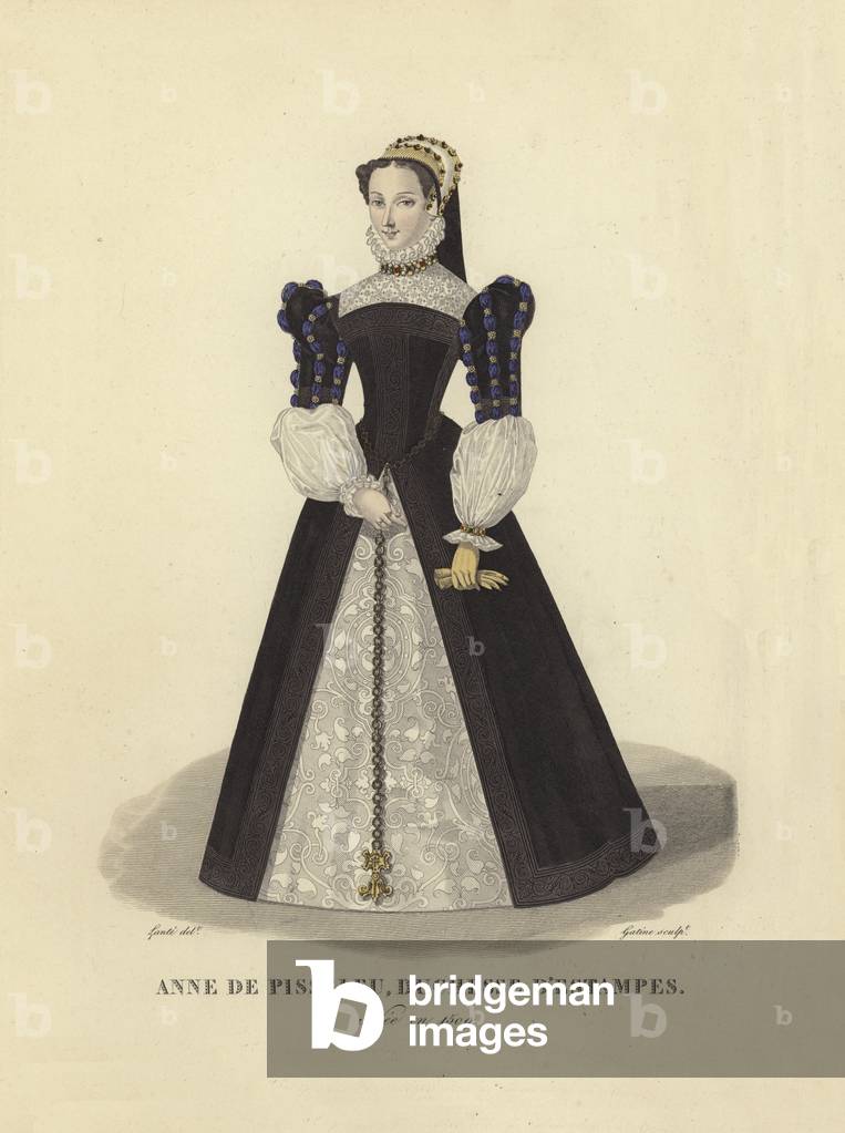 Anne de Pisseleu, Duchess of Etampes (coloured engraving)