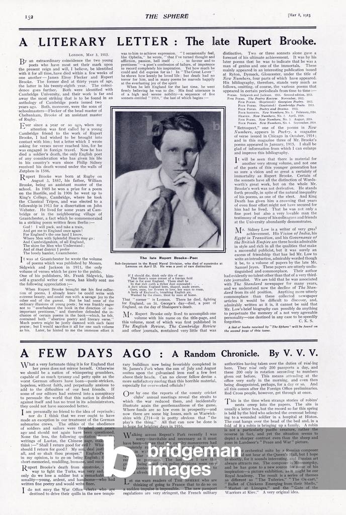 Rupert Brooke, English poet and soldier (print)