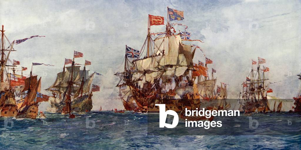 The home-coming of Charles II (colour litho)