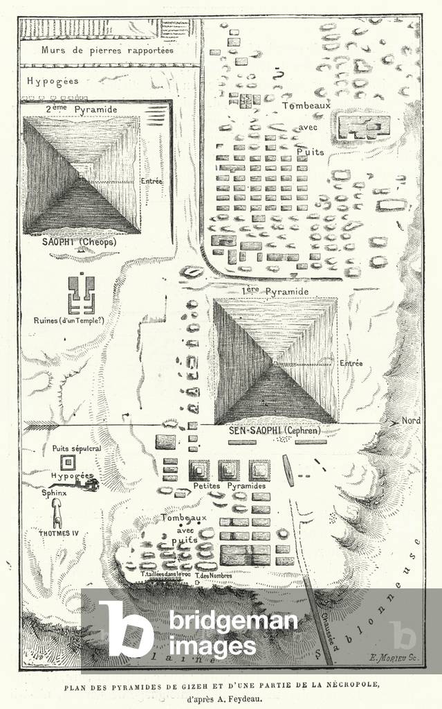 Plan Des Pyramides De Gizeh Et D'Une Partie De La Necropole, d'apres A Feydeau (engraving)