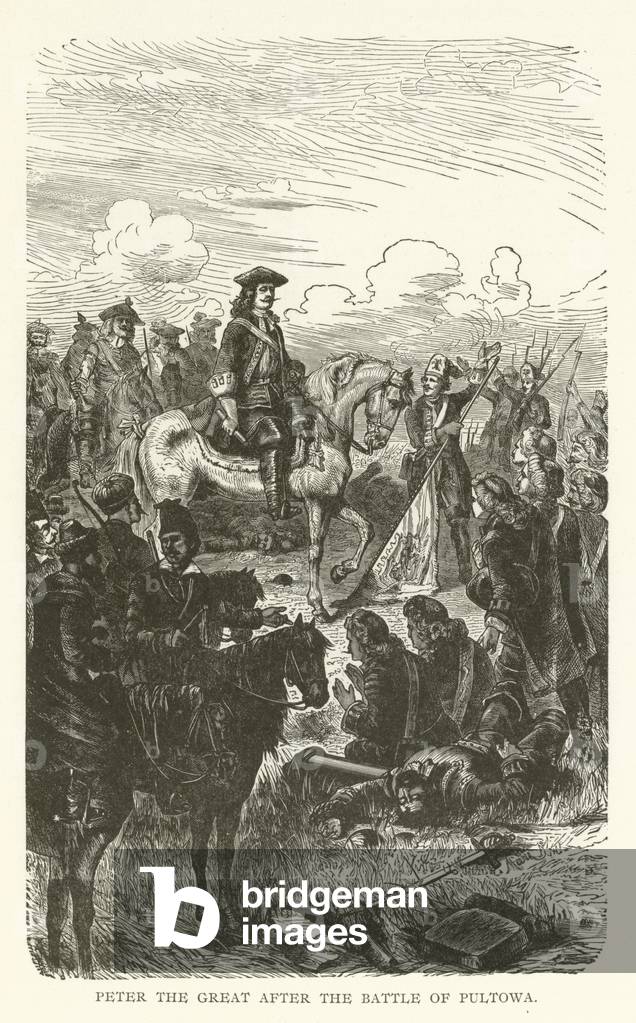 Peter the Great after the Battle of Pultowa (engraving)