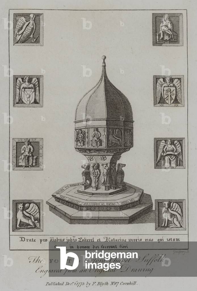 The Font in Orford Chapel Suffolk (engraving)
