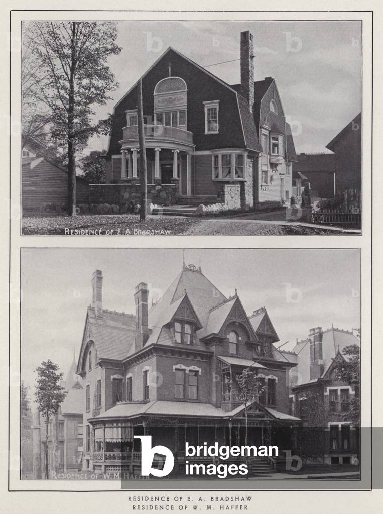 Jamestown, NY: Residence of E A Bradshaw; Residence of W M Haffer (b/w photo)