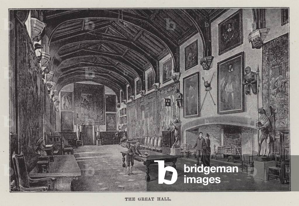 Naworth Castle, The Great Hall (litho)