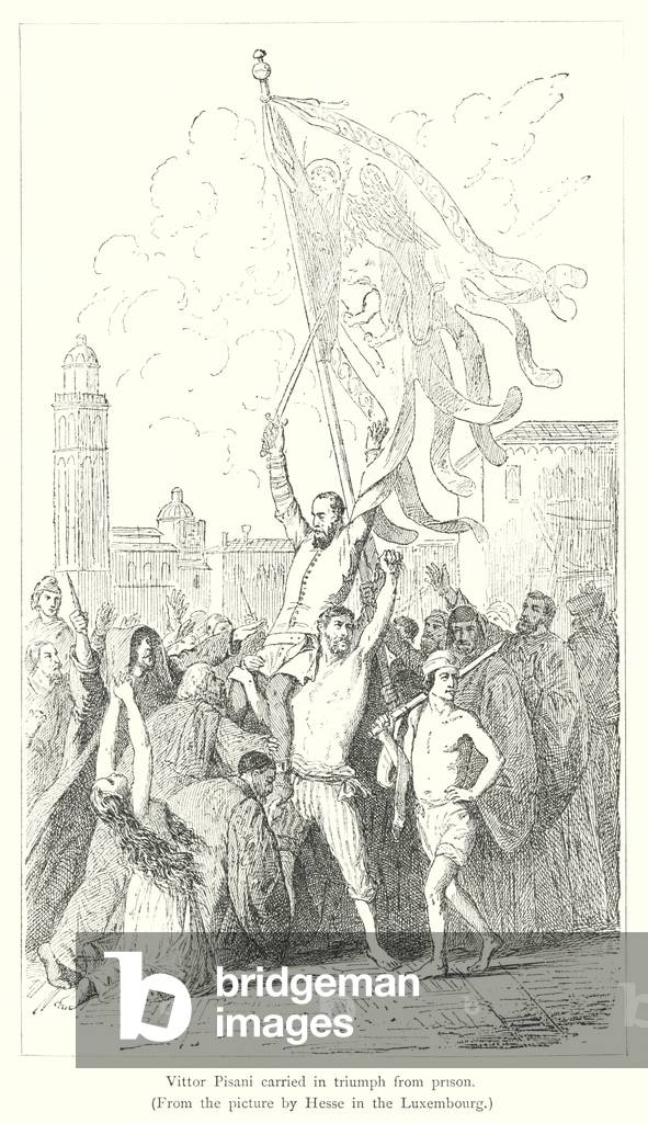 Vittor Pisani carried in triumph from prison (engraving)
