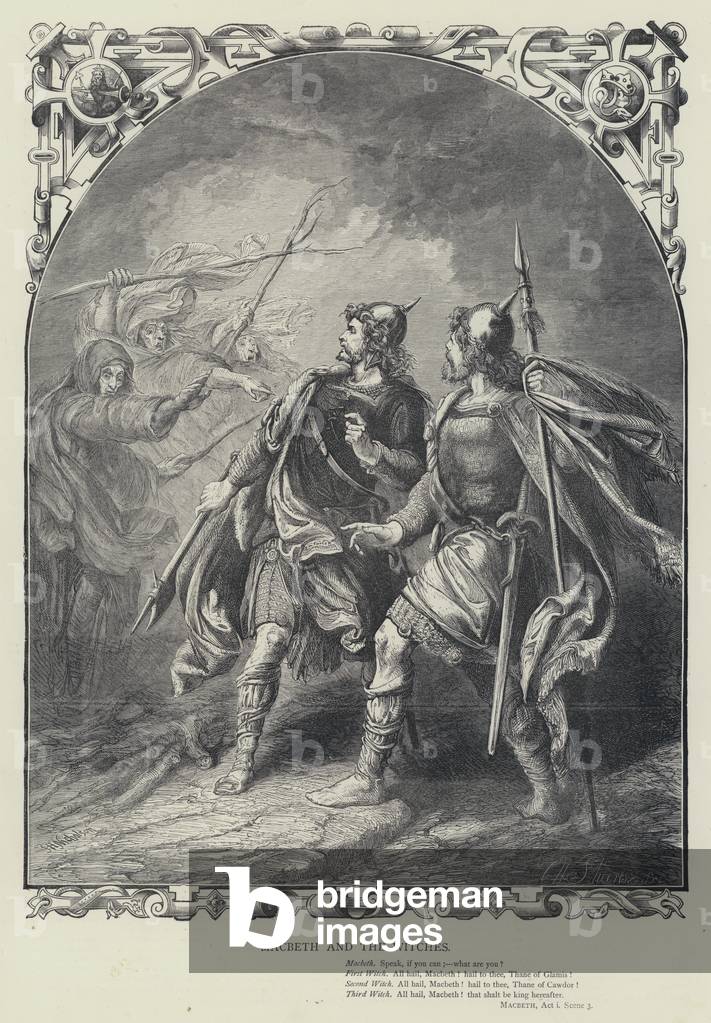 Macbeth and the Witches, Macbeth, Act i, Scene 3 (engraving)