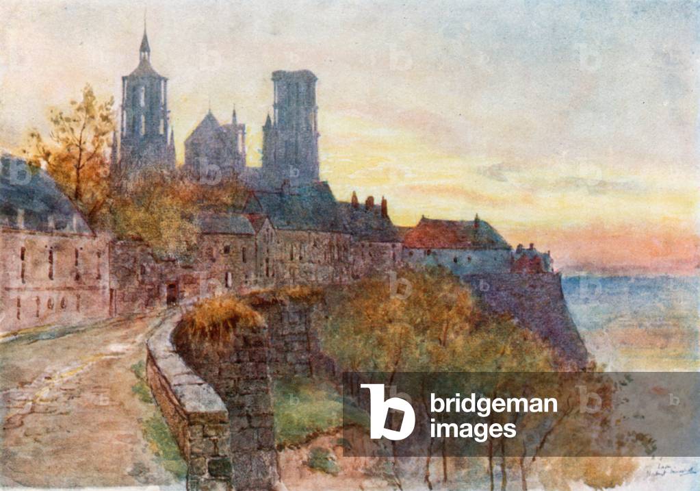 The Ramparts, Laon (colour litho)
