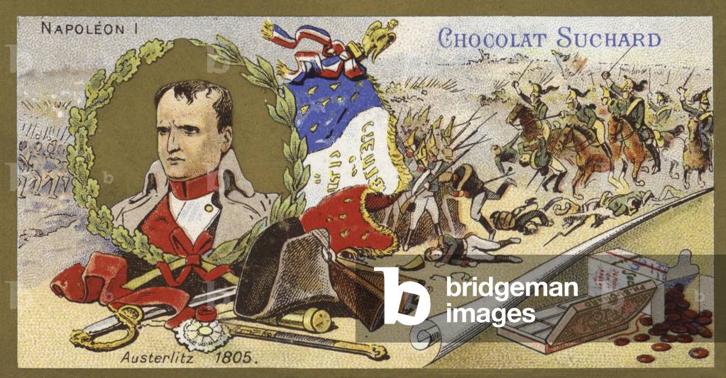 Napoleon Bonaparte and the Battle of Austerlitz, Austria, 1805 (chromolitho)