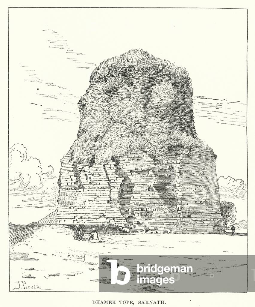 India: Dhamek Tope, Sarnath (engraving)