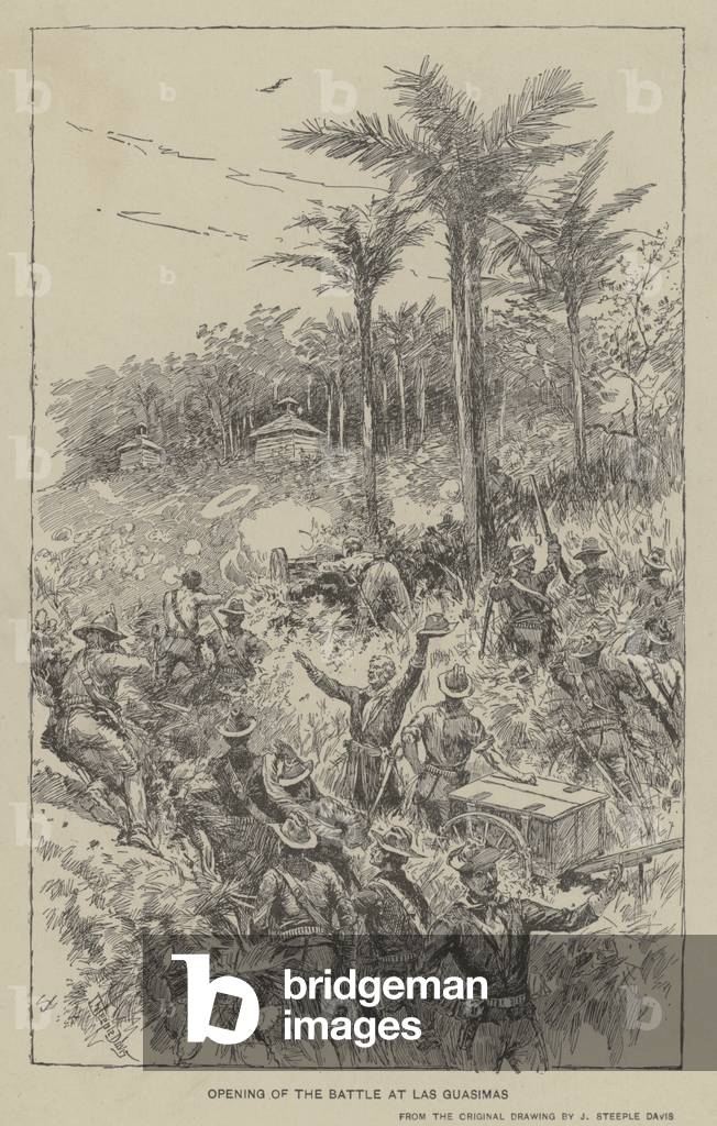 Opening of the Battle at Las Guasimas (litho)