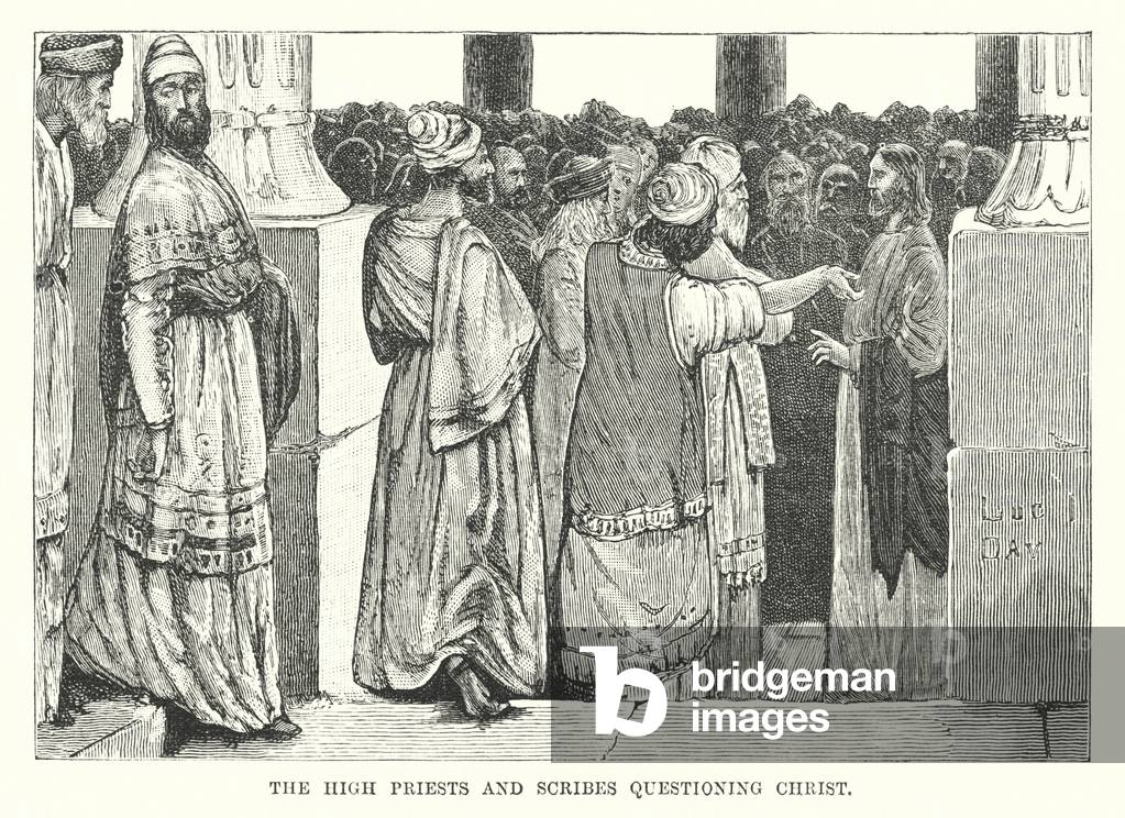 The High Priests and Scribes questioning Christ (engraving)
