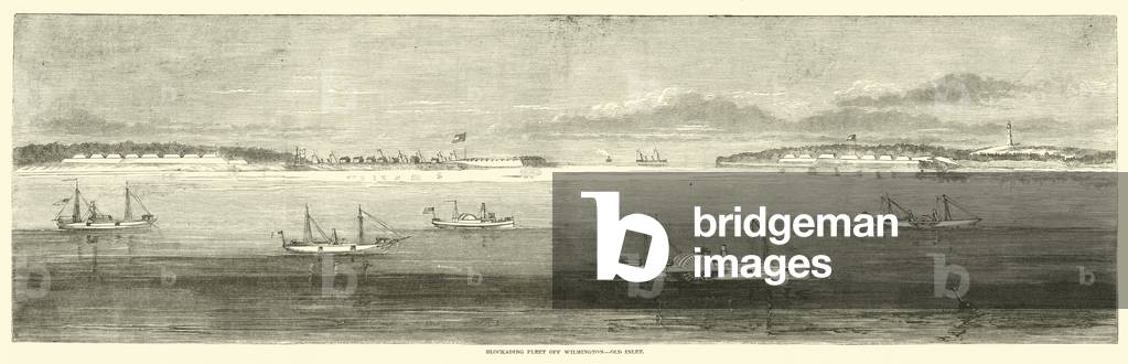 Blockading fleet off Wilmington, Old Inlet, October 1864 (engraving)