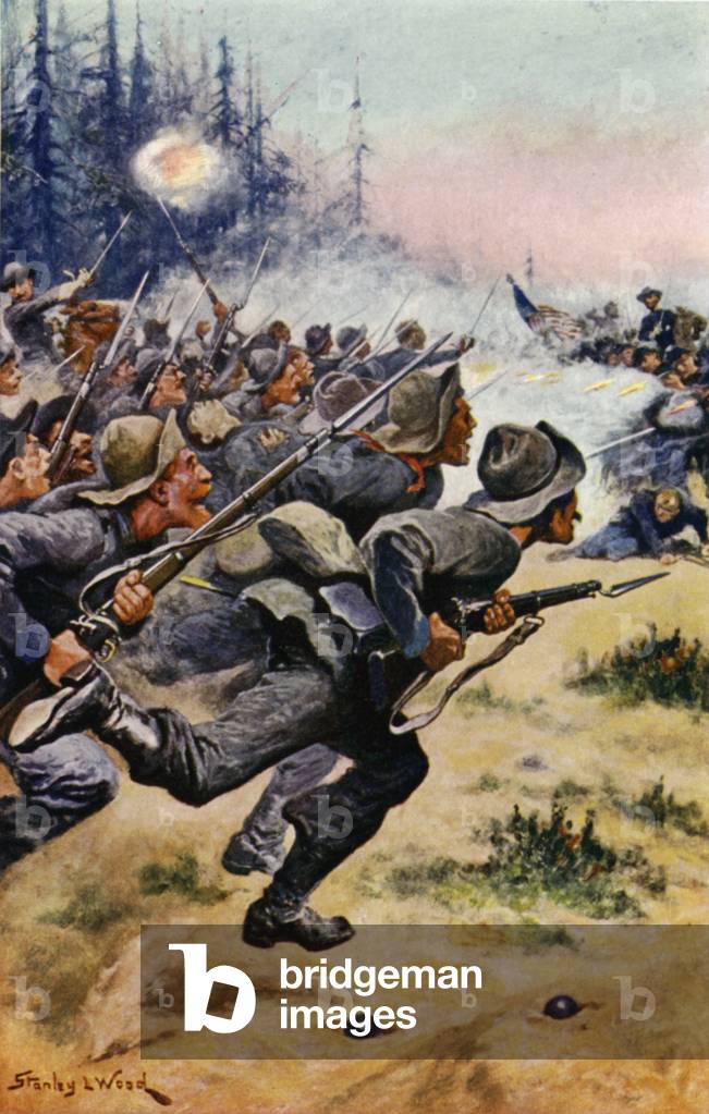 Charge of the Confederates at Bull Run (colour litho)