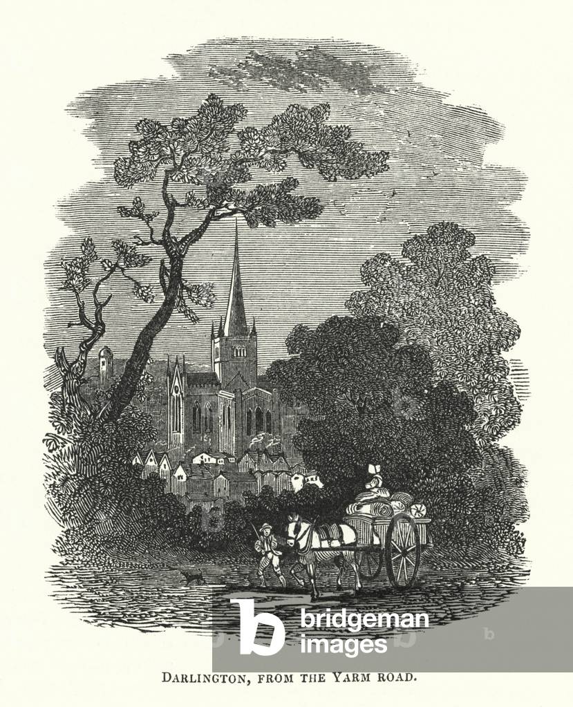 Darlington, from the Yarm Road (engraving)