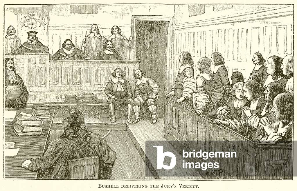 Bushell Delivering the Jury's Verdict (engraving)
