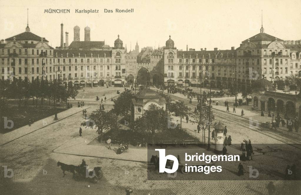 Karlsplatz Rondell, Munich (b/w photo)