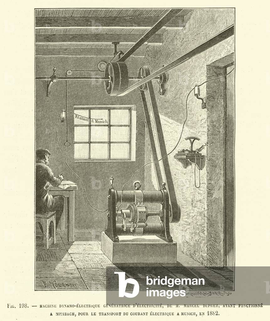 Machine Dynamo-Electrique Generatrice D'Electricite, De M Marcel Deprez, Ayant Fonctionne  (engraving)
