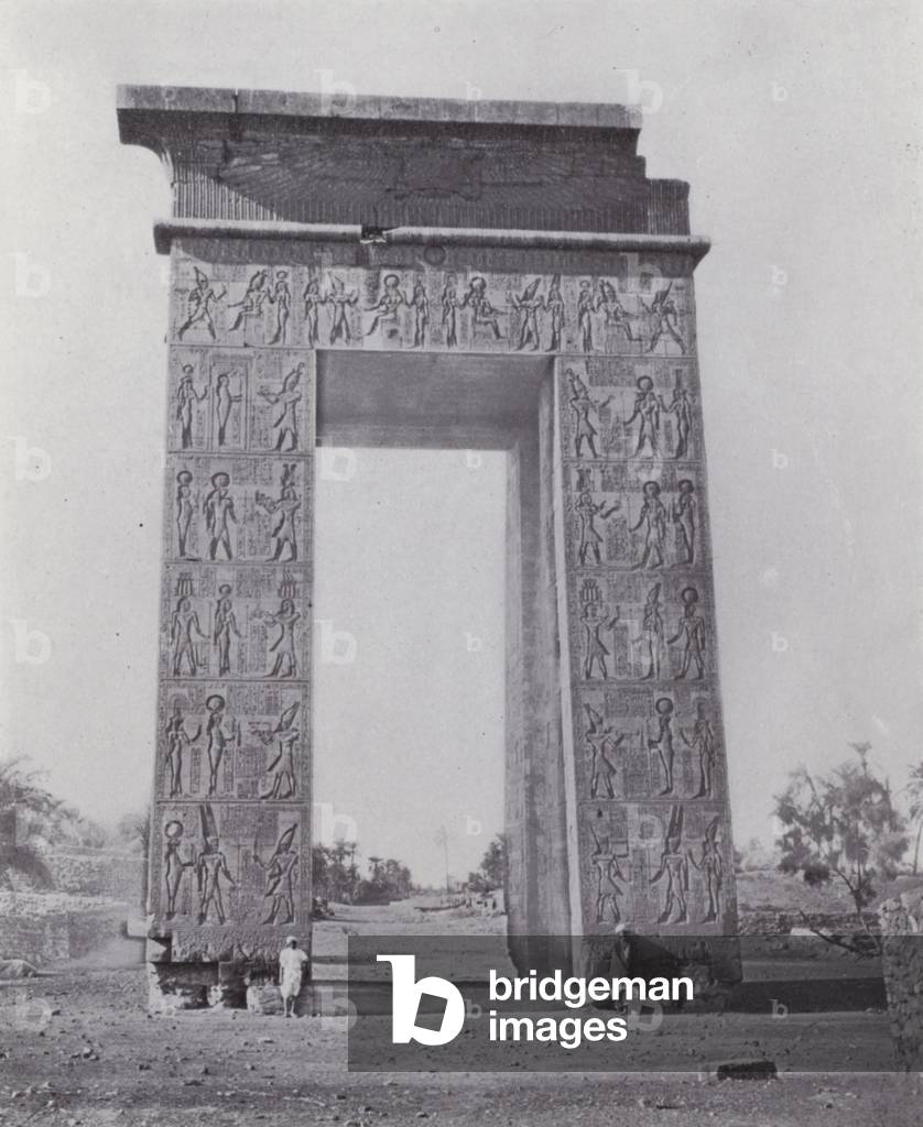 Egypt: Triumphal Arch of Rameses III, at Karnak (b/w photo)