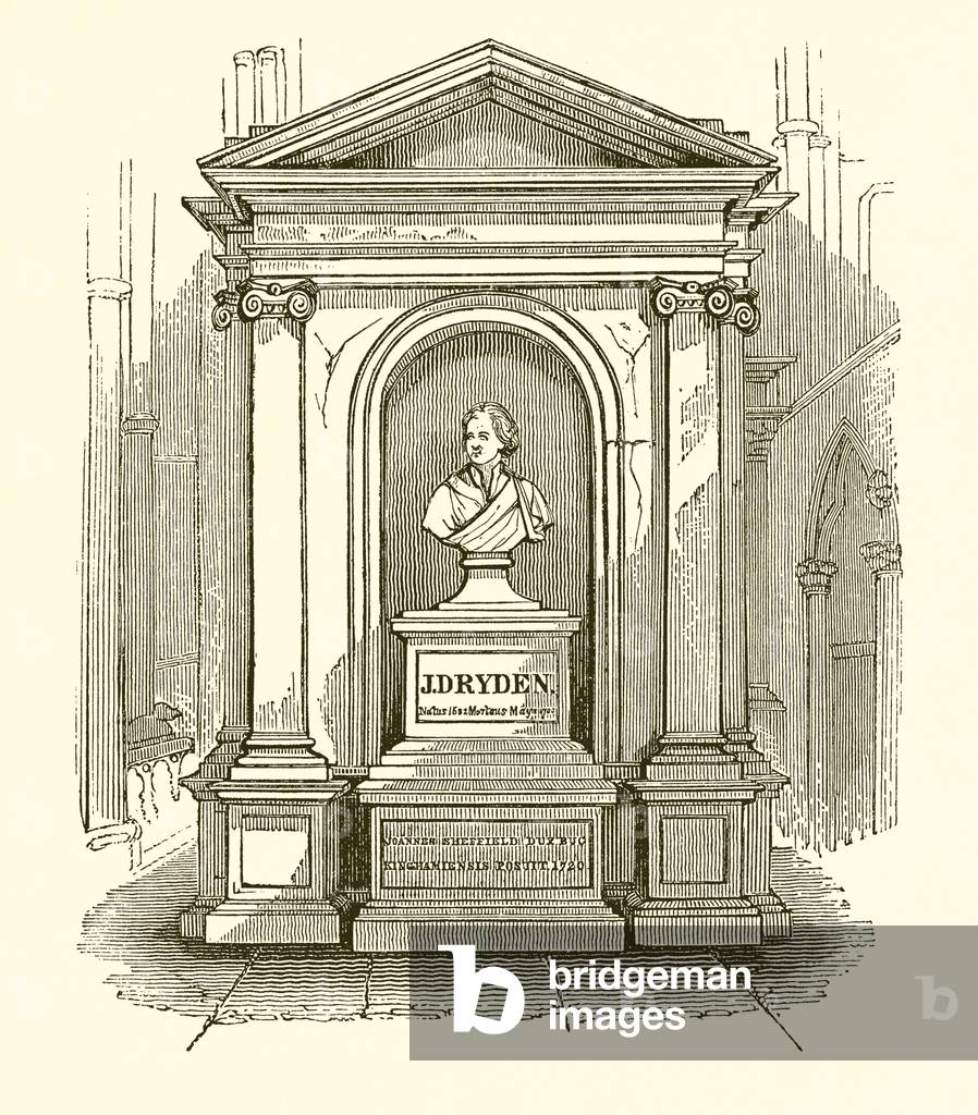 Monument of Dryden in Westminster Abbey (engraving)