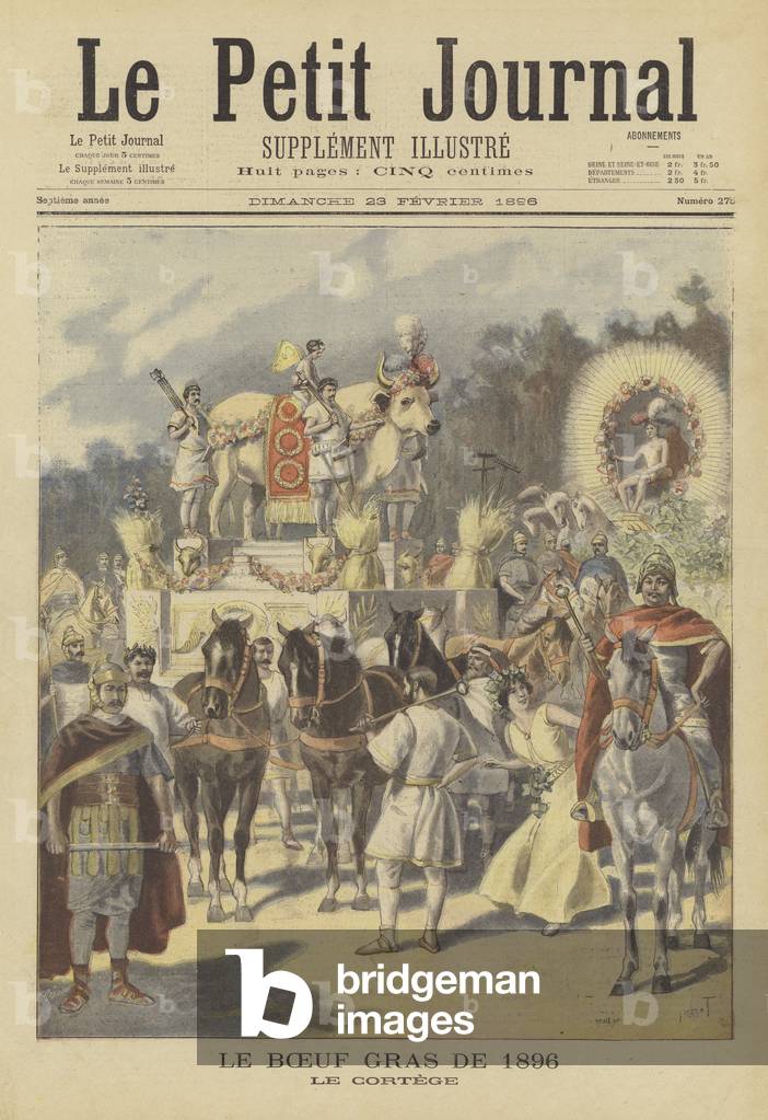 Procession of the Fatted Ox in Paris, 1896 (colour litho)