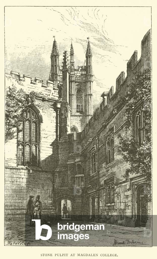 Stone Pulpit at Magdalen College (engraving)