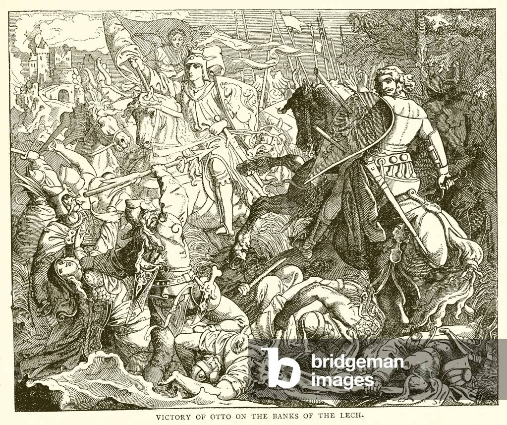 Victory of Otto on the Banks of the Lech (engraving)
